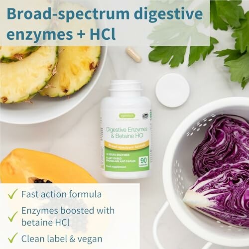 Digestive enzymes supplement with pineapple and cabbage.