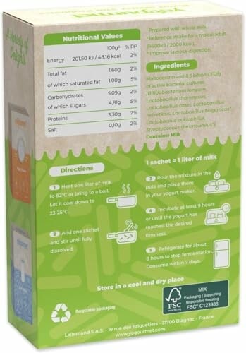 Back of a healthy soup packaging showing nutritional values, ingredients, and preparation directions.