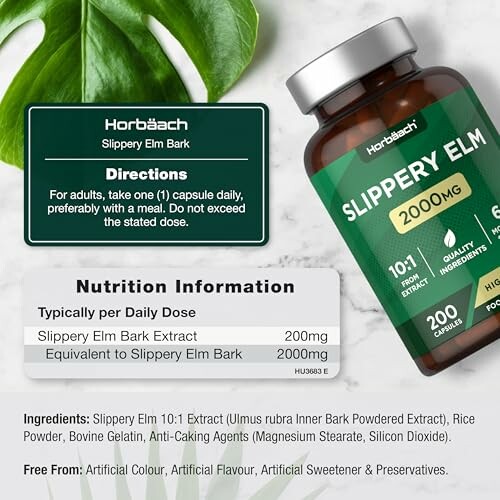 Slippery Elm nutrition information and ingredients.